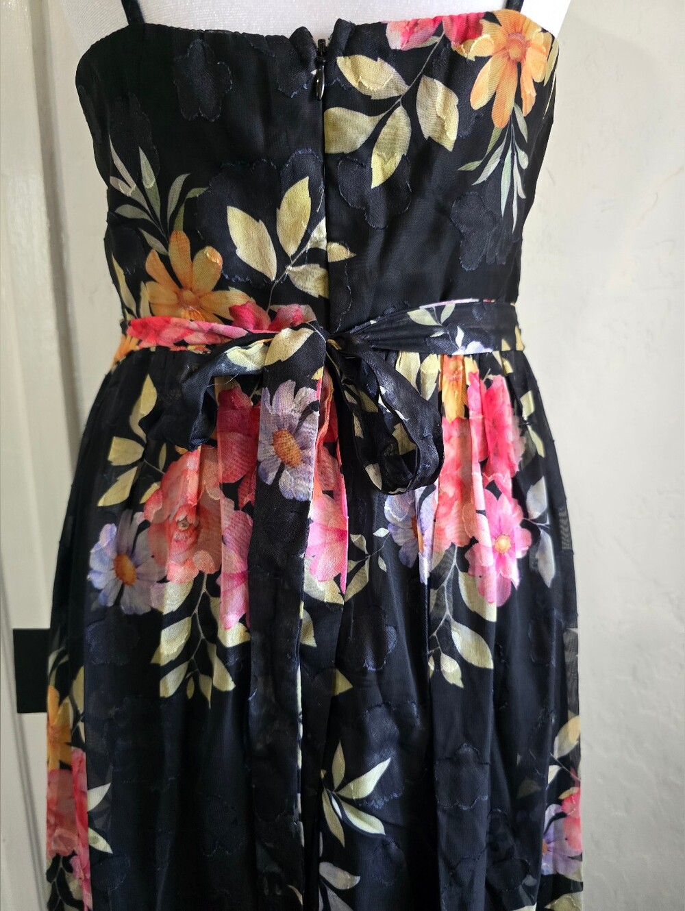 NEW Lulu's Elegant Radiance Black Floral Print Ruffled Bustier Midi Dress - Picture 11 of 14
